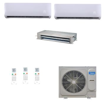 Ar Condicionado Multi Split Inverter Midea Atom 28000 BTUs (2x 9000 Hi Wall + 1x 15000 Duto) Quente Frio - 220V