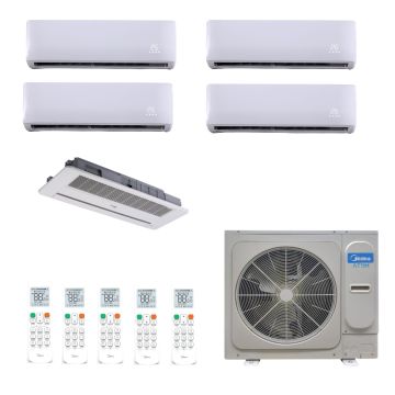 Ar Condicionado Multi Split Inverter Midea Atom 48000 BTUs (12000 Cassete 1 Via  + 4x 9000 Hi Wall) Quente Frio - 220V