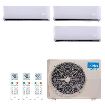 Ar Condicionado Multi Split Inverter Hi Wall Midea Atom 28000 BTUs (2x 9000 + 12000) Quente Frio - 220V
