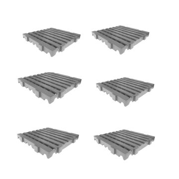 Kit 6 unidades Estrado para Câmara Frigorífica Reforçado Croplastic 40x40x4,5cm Cinza